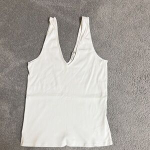 Express White V-Neck Sleeveless Top
